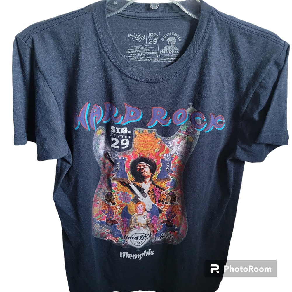 Hard Rock Memphis Shirt‎ Jimi Hendrix Authentic Jimi Front Guitar Rear
